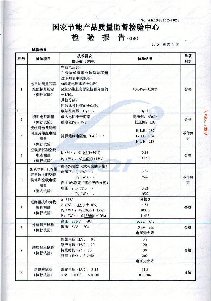 高低压试验报告-S11-1250河源河源河源油浸式变压器-2.jpg